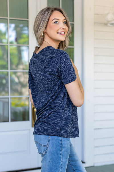 Heathered Blue V-Neck Tee