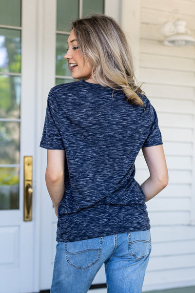 Heathered Blue V-Neck Tee