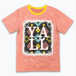 Aztec Y'all on Pink Splatter Ringer Tee