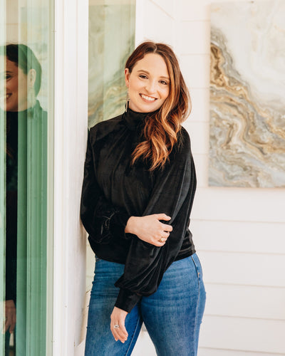 Love and Cherish Velvet Turtleneck in Black