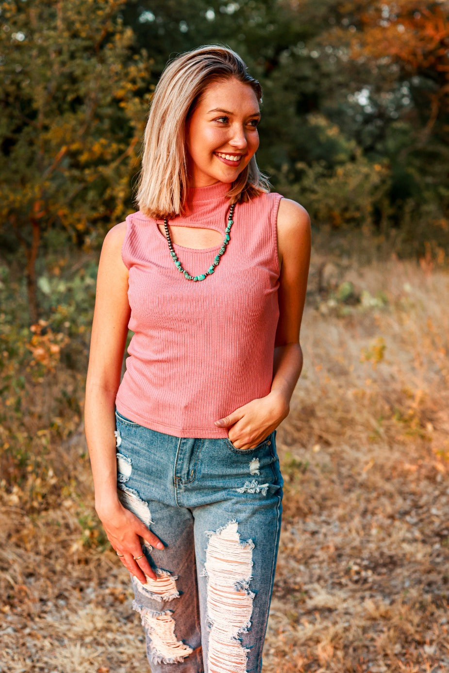 Feeling Chic Peach crop top