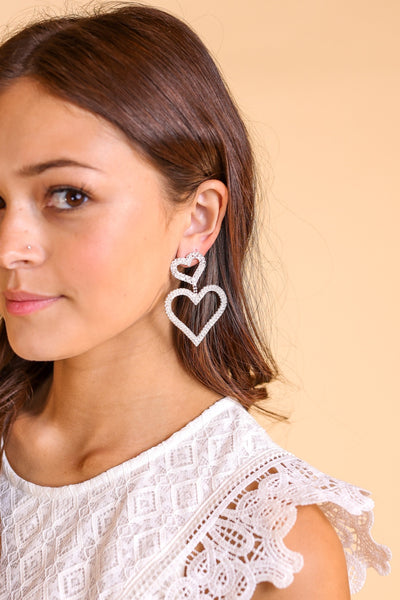 Splash of Love Silver Heart Earrings