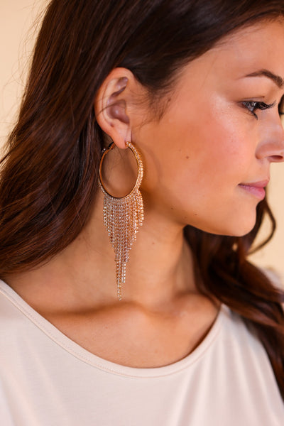 Love Me For Me Gold Fringe Beaded Earrings