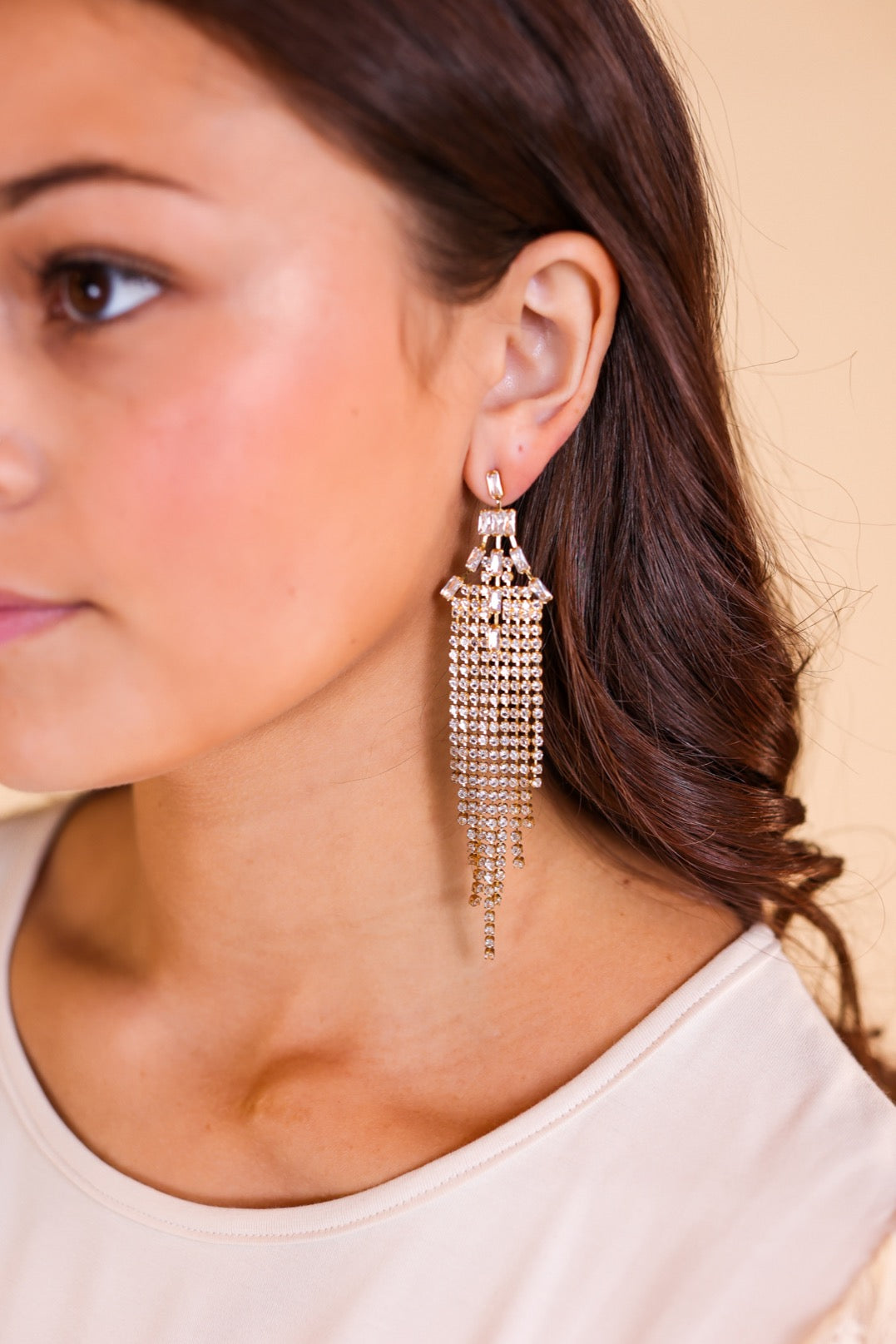 Take Me To Paris Gold Beaded Tassel Earrings