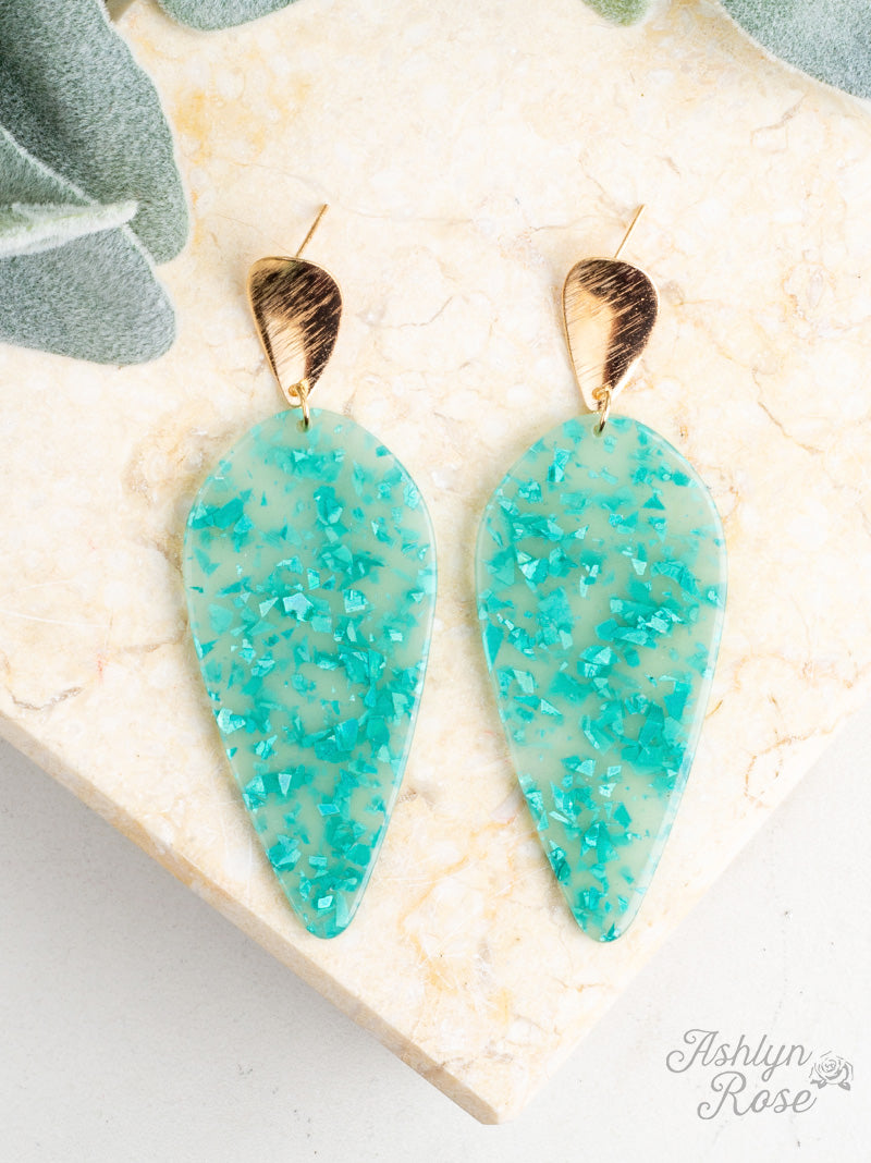 Drop of Perfection Earrings, Turquoise Sparkle