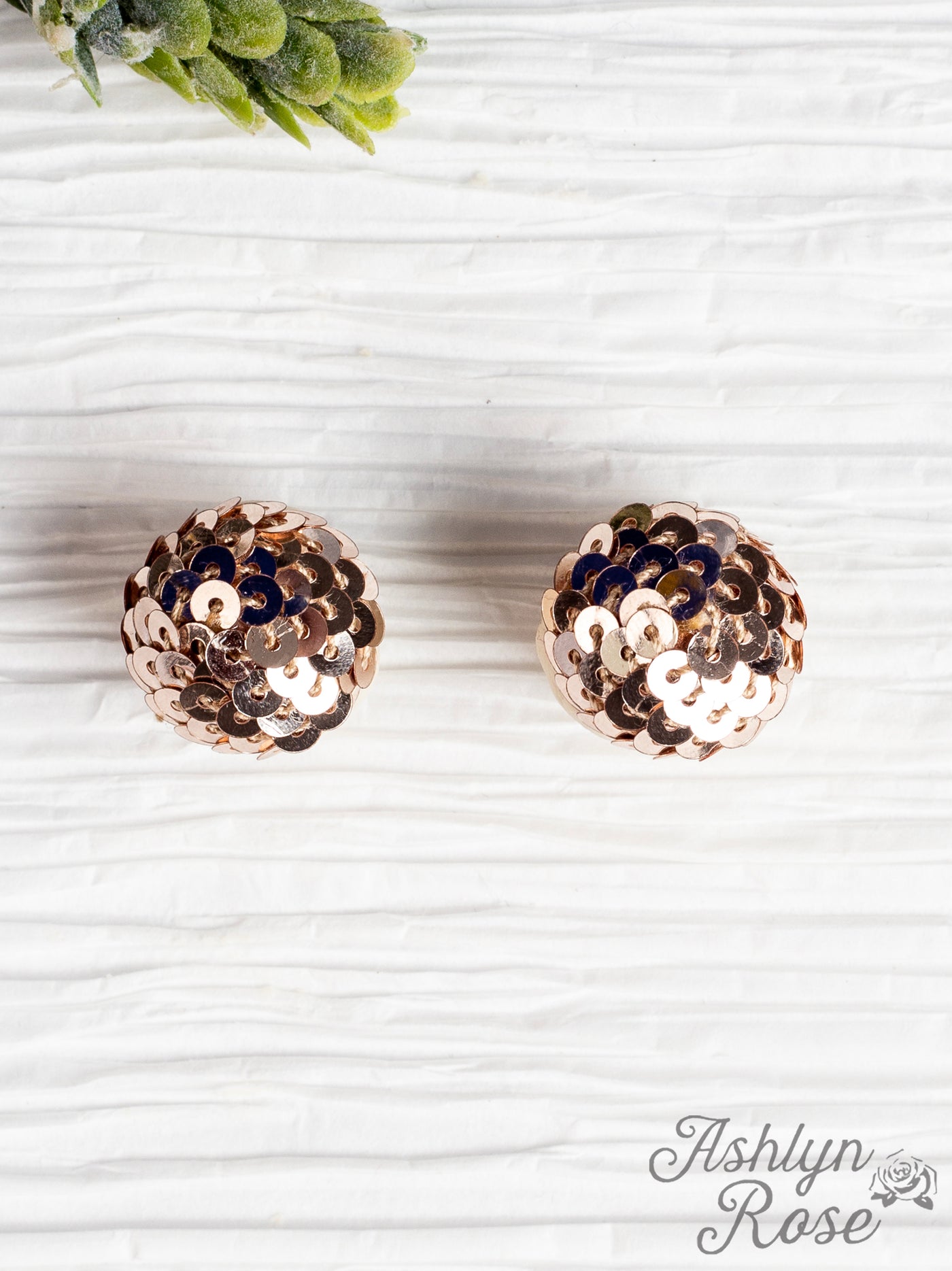 Sparkle in Your Eyes Sequins Stud Earrings, Rose Gold