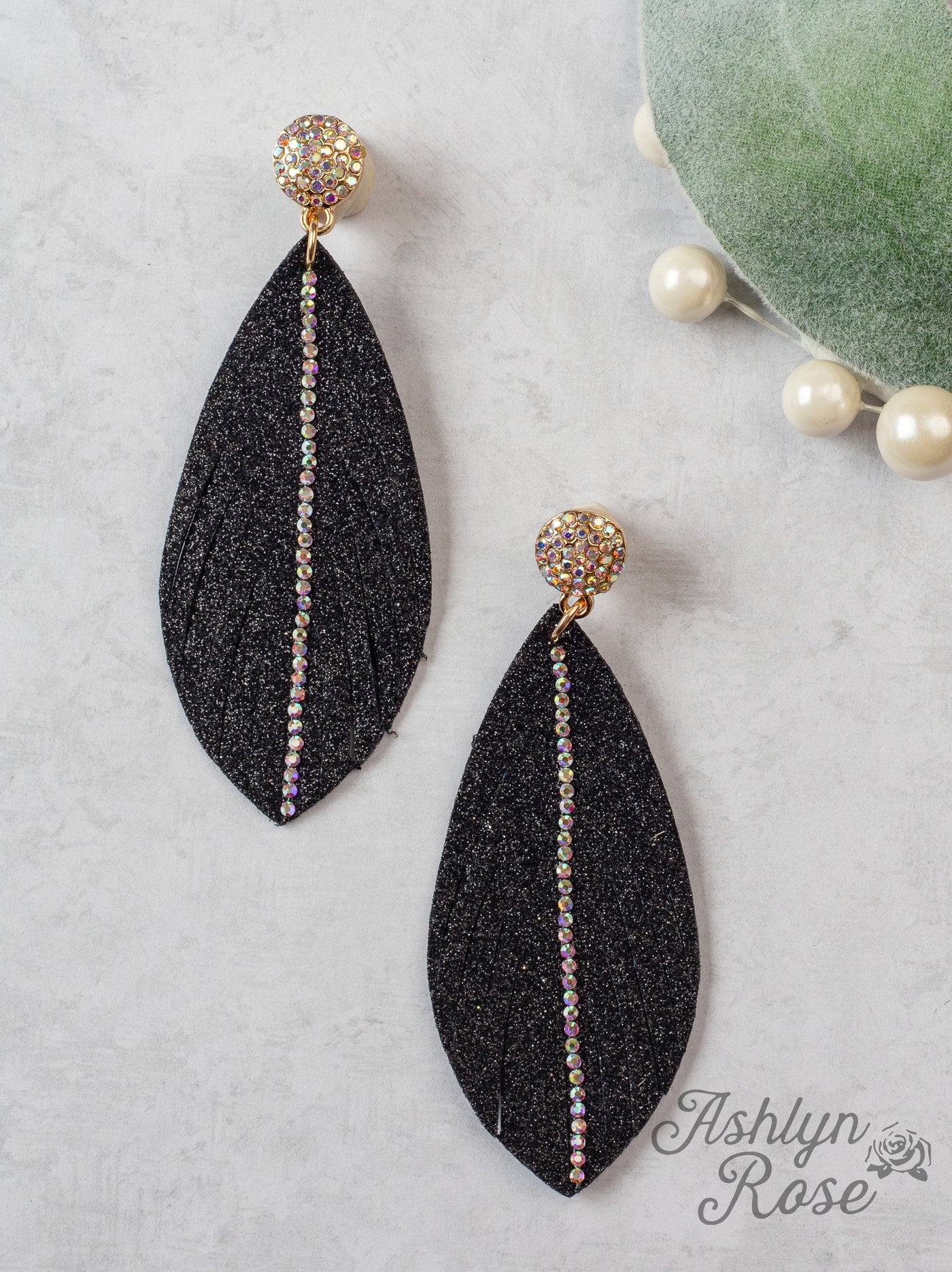 Let's Sparkle Rain Drop Earrings with Black