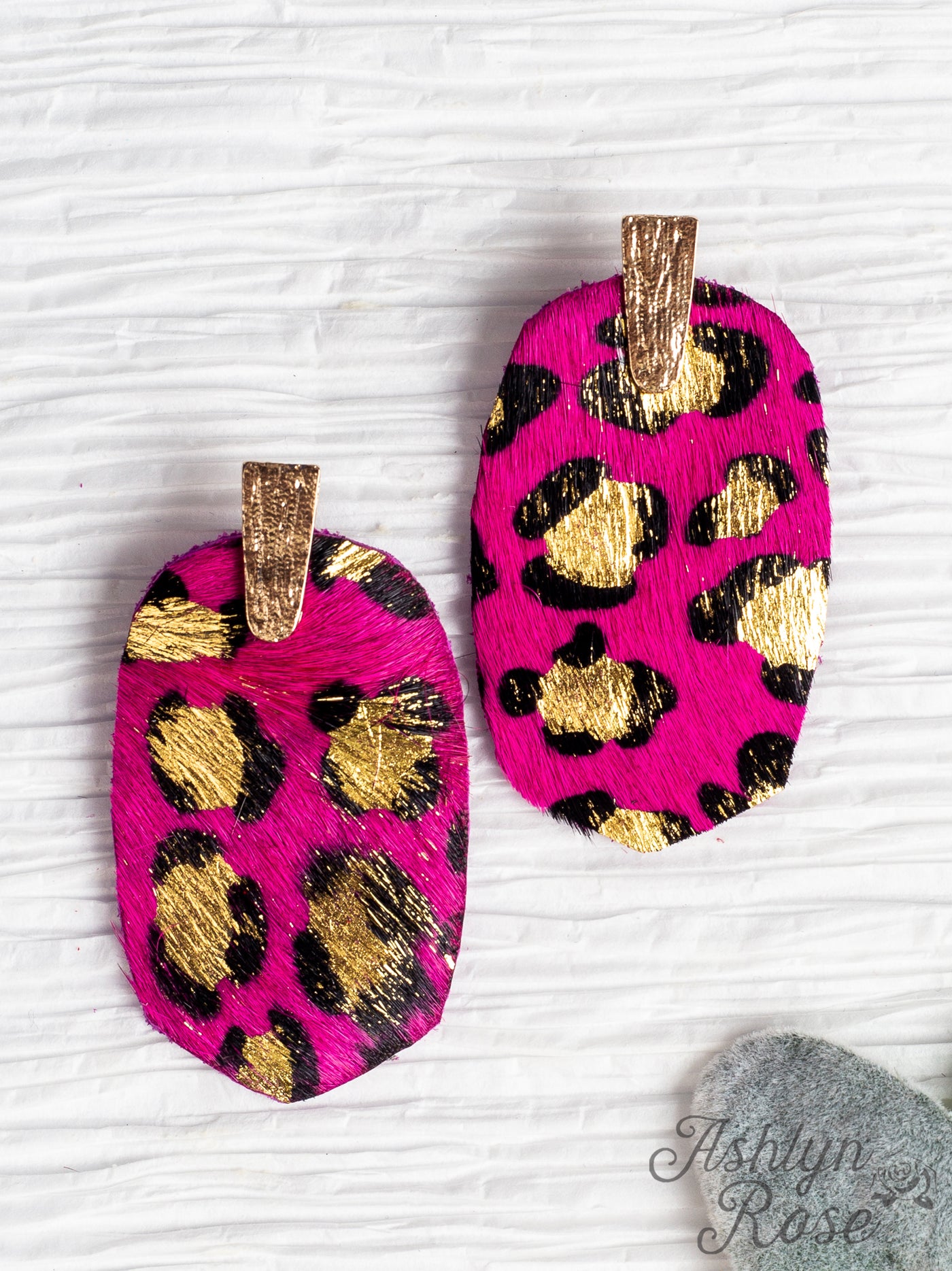 Should've Been Better Oval Leopard Earrings, Fuchsia