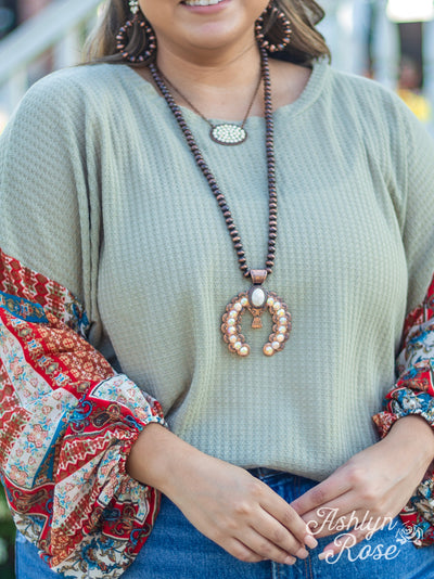 Should've Been A Cowgirl Squash Blossom Beaded Necklace, Copper